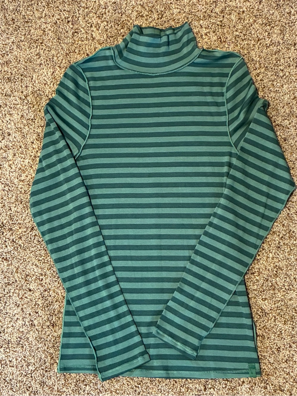 We the Free Striped Green Turtleneck Long-Sleeve Top Size Large